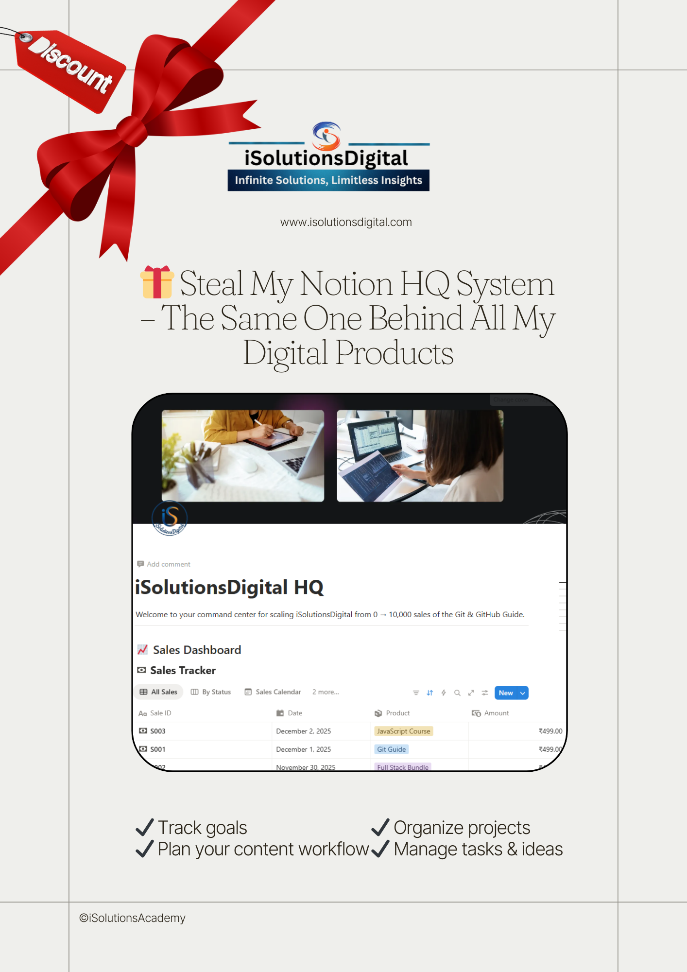 Notion 10x Productivity Template for Digital Products